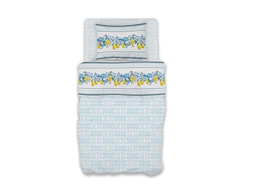 GEMITEX Cotton Bed Set, 100% Cotton, Breathable, Free of Harmful Substances, Certified Quality Standard 100 by OEKO-TEX Confidence in Textiles, Single, G23/Sky Blue, Designed in Italy