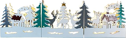 St Helens Home & Garden Xmas Haus Festive Natural Wood Light Up LED Christmas Village Scene Battery Operated