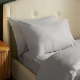 Silentnight Brushed Cotton Pillowcase Pair - Soft Velvety Touch 100 Percent Cotton - Cosy Warmth Feel for Colder Nights - Breathable Lightly Brushed Hypoallergenic Pillowcase, Silver