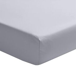 Essix Cotton Satin Fitted Sheet, Palazzo, Silver, 140 x 200 cm