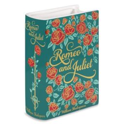 STEEL MILL AND CO. Original Large Book-Shaped Decorative Vase, Ceramic, Cute Bookshelf Decor, Unique Vase for Book Lovers, Romeo and Juliet