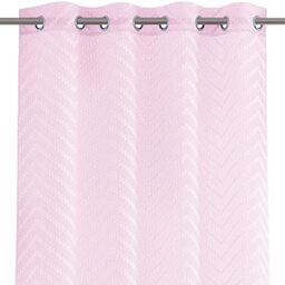 AmeliaHome Curtain 140 x 270 cm 1 Piece Semi-Transparent Eyelet Curtain Embroidery Molisa Pink