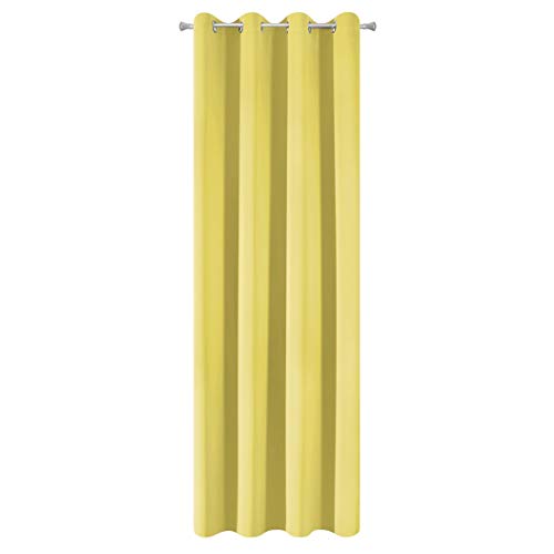 Eurofirany Smooth Blackout Blackout 8 Eyelets Soft Curtains Modern Simple Bedroom Children's Room Living Room Polyester Mustard 135 x 250 cm