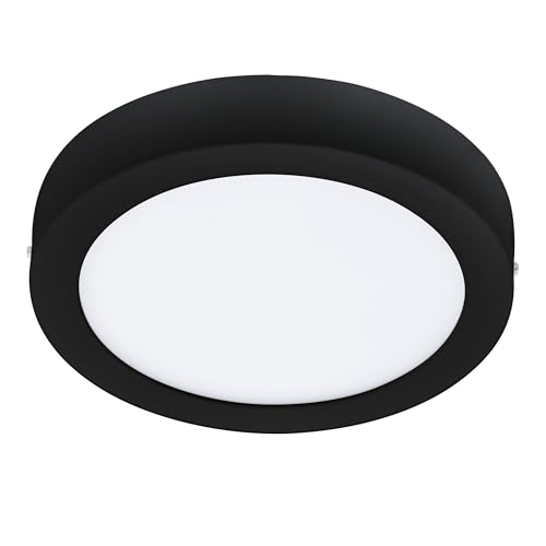 Eglo Connect.z Smart Home LED Ceiling Light Fueva-Z, Ø 8.3 inches, Zigbee Bathroom Lighting, app and Voice Control, White tunable Lights (Warm - Cool White), Black, IP44