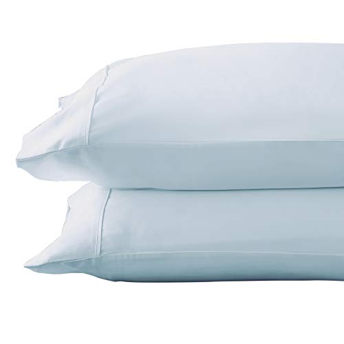 Brielle Home Tencel Lyocell Sateen Pillowcase Set – 300 Thread Count Easy Care Luxury Feel Pillow Case Set, Light Blue, King