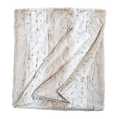 "Peri Home Leopard Luxury Faux Fur Throw Blanket - Super Soft Fluffy Bedding Throw Blanket for Bedroom - 50"" x 60 - Ivory"