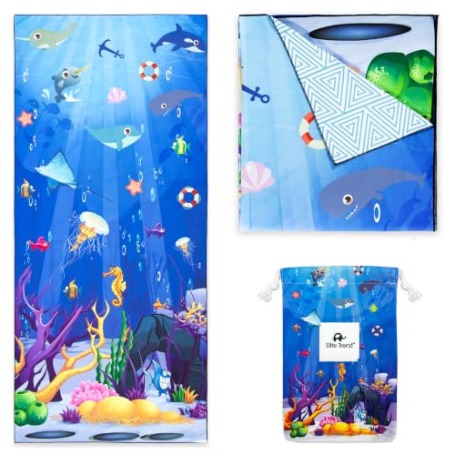 Elite Trend Microfiber Beach Towel for Adults with Bag - Extra Large 78x35 inch Lightweight Sand Free Quick Dry Towel for Travel, Swimming, Yoga, Camping (Sea Animal)