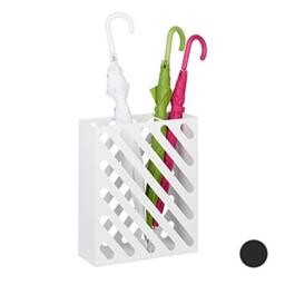 Relaxdays Umbrella Stand XL, Rectangular Holder For Walking Stick & Umbrellas, Steel, Portable, 48x40x15 cm, White