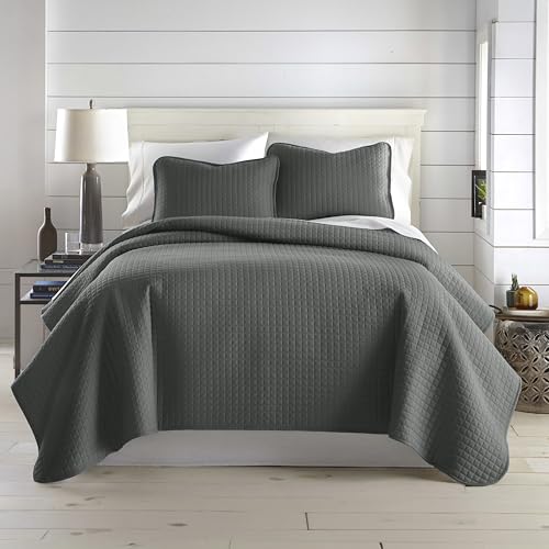 Southshore Fine Living, Inc. Summer Bedspreads, Queen Size Set, Full/Queen Quilt Bedspread with 2 Matching Pillow Shams, Soft Microfiber Lightweight Quilts Coverlet, Easy Care, Slate Grey