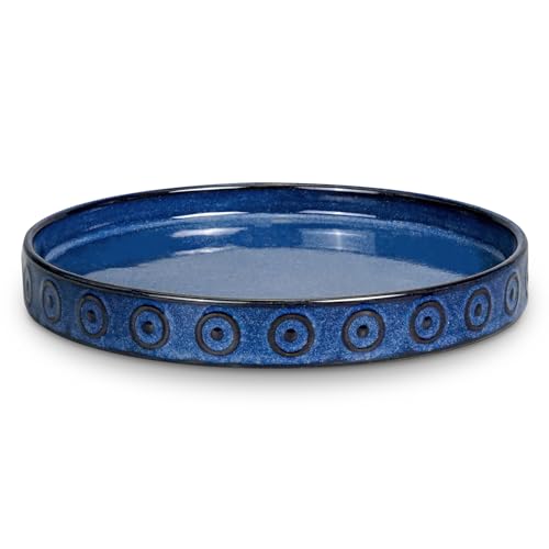 Eightpot Plant Saucer 10 Inch - Ceramic Plant Saucer for Indoors Outdoors Plant Water Catcher Tray Plant Drainage Tray Decorative Flower Pot Saucer Plant Plates Blue