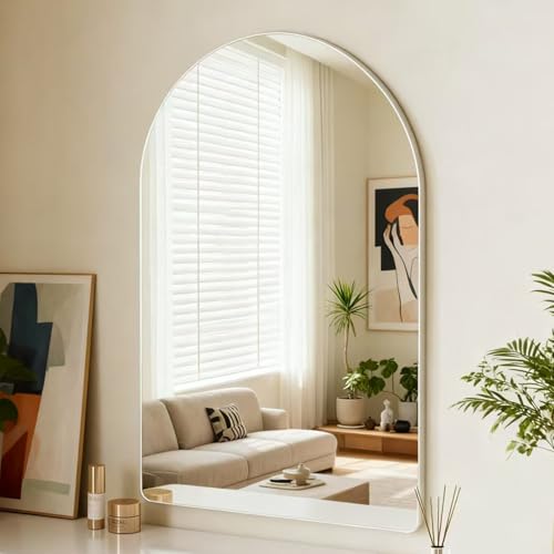 MYlovelylands Silver Arched Bathroom Mirror 24x36 Inch, Tempered Mirror - arch bathroom mirror wall mounted vanity tempered glass metal frame bedroom entryway living room