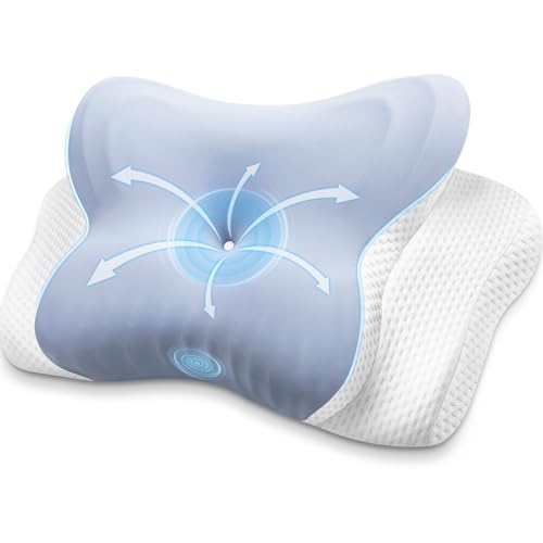 MISSCOZY Side Sleeper Pillow Ergonomic- Orthopedic Pillow for Neck Pain, Cervical Anti Snore Sleep Apnea, Washable Cover Side/Back/Stomach Sleepers，Butterfly Memory Foam(Blue)