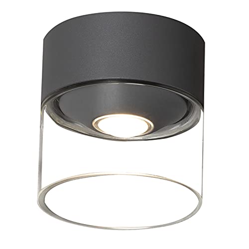 Konstsmide Outdoor Lights/Varese Porch Ceiling or Eaves Light/High Power 6 W LED/Clear Glass Lens/IP54/Aluminium/Anthracite