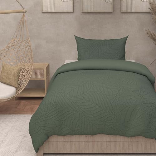 Intemporel Soleil d'Ocre 3D Microfibre Duvet Cover Set 140 x 200 cm Maya Khaki