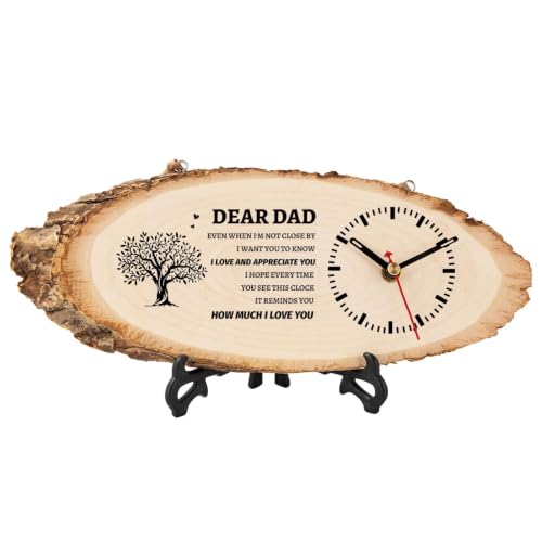 BeauGift Dad Gifts, Wooden Clock Birthday Gifts for Daddy from Daughter Son - Dad Birthday Gift from Daughter Son, Christmas Fathers Day Birthday Gifts for Father Dad, DIY Engraved Clock for Home Decor