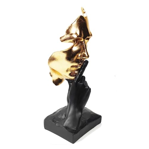 "EPTUEGA ???Thinker Statue-Silence is Gold-Abstract Art Figurine Decor - 12"" H No Hear No See No Speak Modern Home Resin Sculptures Decorative Objects Decor for Home Office Bookshelf Desktop"
