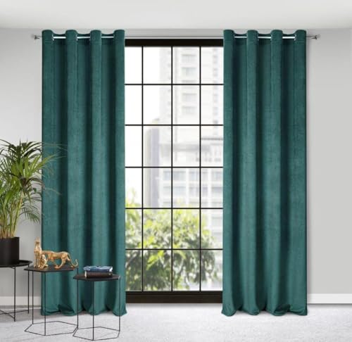 Eurofirany ELIZA Structural Velvet Curtain with Eyelets - 1 Pc. Velvet Thermal Insulated Curtain, Opaque, Room Darkening, Bedroom, Living Room, 140x250 cm, Mint