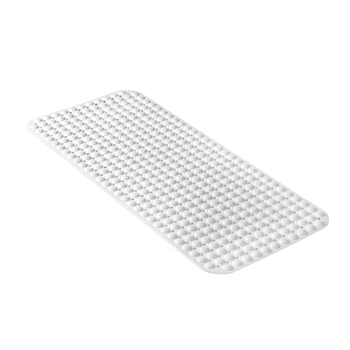 TATAY Non Slip Bath Mat - 50% Recycled Material - Strong Suction Cups & Comfortable Feel Durable - Soft Touch - 92x42 cm – White