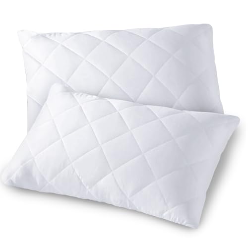 """GC GAVENO CAVAILIA Quilted Pillow Protectors with Envelope Closure - Polycotton Soft, Anti Allergy Breathable Pillowcase Protectors - Luxury Bed Pillow Protector Cover 50x75 cm - White"""