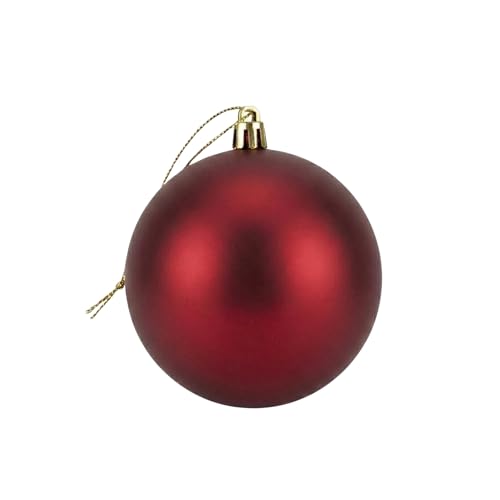 25cm Large Dark Red Bauble PVC Shatterproof Matt Finish Christmas Balls Ornament - Festive Xmas Tree Hanging Decorations, Round Ornament for Holiday Home Decor