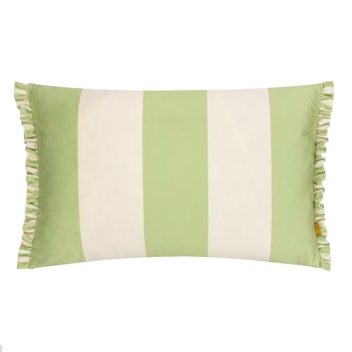 furn. Araya Striped Velvet Frilled Polyester Filled Cushion