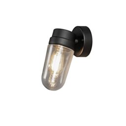 Konstsmide Outdoor Wall Light Mains Powered/Vega Down Traditional Porch Lantern/1 x 60 W E27 Max Lamp/Clear Glass/Aluminium/IP54/Outside Light Matt Black