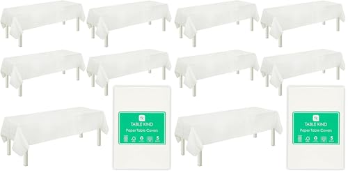 Table Kind 5 x White Disposable Paper Table Covers, Plain White Tablecloths for Birthday Parties 180cm x 120cm, Ideal for Businesses, Weddings, Caf??, Schools & Catering Events Recyclable Table Cover
