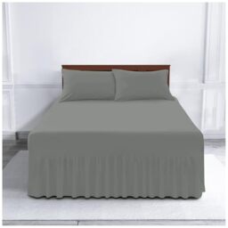 Gaveno Cavailia Luxury Non-Iron PERCALE VALANCE Sheet, Poly-Cotton, Charcoal , King