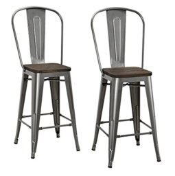 DHP Luxor 24 Inch Counter Stool in gun metal - Set of 2, 44x46x60cm (DxWxH)