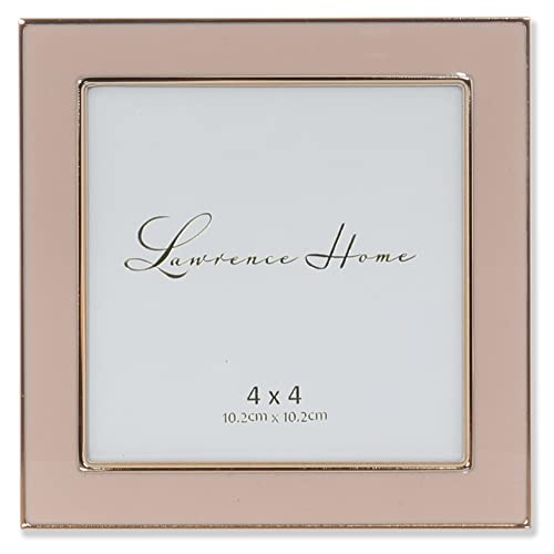 4x4 Gold Metal and Pink Enamel Picture Frame