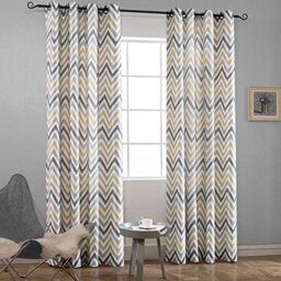 Melodieux Chevron Grommet Top Window Curtains for Living Room, 52 by 96 Inch, Yellow (1 Panel)