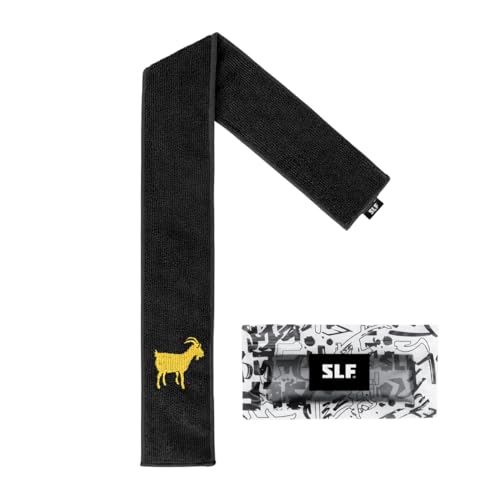 SLEEFS Goat Emoticon Black Thin Football Towel - 100% microfiber polyester offers absorbency and durability for better grip control lightweight, machine washable