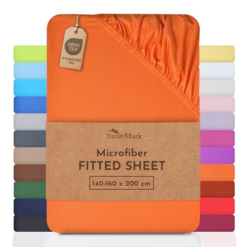 NatureMark Microfiber Fitted Sheet – Soft, Breathable & Comfortable – With Elastic Band – 140 x 200 cm – Terracotta