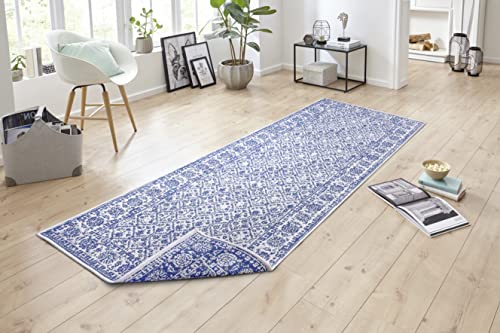 NORTHRUGS Curacao Indoor and Outdoor Rug 80 x 350 cm - Reversible Rug Weatherproof Modern Graphic Pattern for Balcony Patio Garden Conservatory Kitchen Living Room Rug Waterproof in Ocean