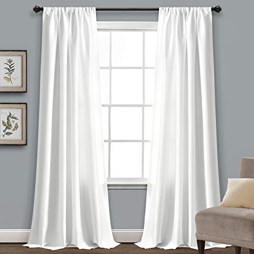 "Lush Decor, White Venetian Solid Color Window Panel for Living, Dining, Bedroom (Single Curtain), 54"" W x 84"" L"