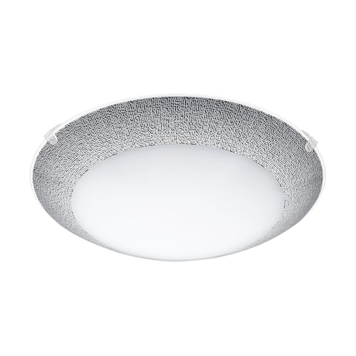 Eglo LED Ceiling lamp Magitta 1, Ceiling Light with Black Decor, Ø 25 cm, Kitchen Ceiling lamp, Metal in White with Frosted Glass, Warm White