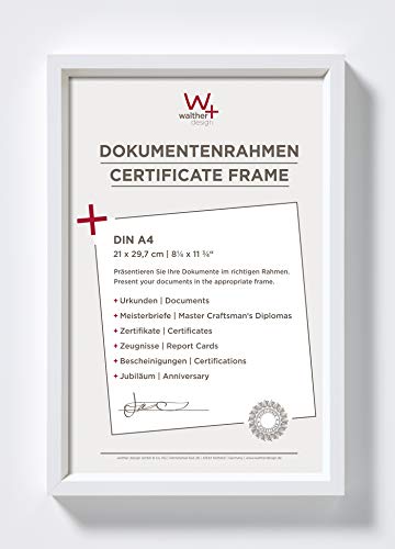 walther design Picture Frame White 21 x 29.7 cm (DIN A4) with PassepArtout, Steel Style Plastic Frame ES130W
