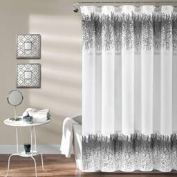 "Lush Decor Shimmer Sequins Shower Curtain, 72"" x 70"", White & Black"