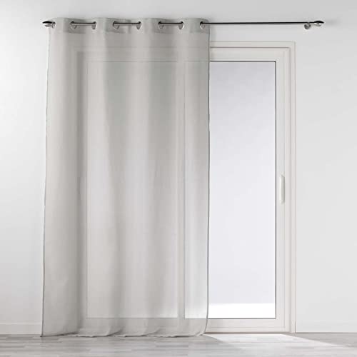 Douceur d'Intérieur Selena Grey Polycotton Eyelet Curtain 140 x 240 cm