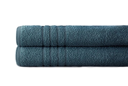 Amrapur Overseas Spa Collection 100% Cotton 2 pk Oversized Bath Sheet Taupe, Denim