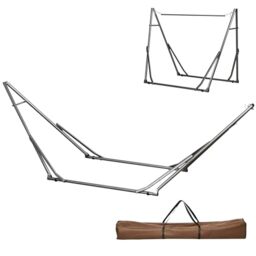 Outsunny Foldable Hammock Stand, Portable Hammock with Metal Frame, 2 in 1 Hammock Net Stand, Clothes Drying Rack, Load Capacity 120kg, for Patio, Garden, Yard, Black