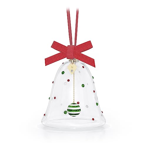 Swarovski Holiday Cheers Dulcis Bell Ornament, Multi-Coloured Crystals and Red Grosgrain Ribbon, from the Holiday Cheers Collection