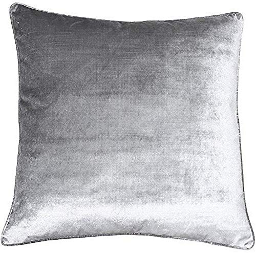 "Riva Paoletti Luxe Velvet Feather Filled Cushion - Silver Grey - Soft Velvet Feel Fabric - Reversible - Hidden Zip Closure - Machine Washable - 100% Polyester Case - 55 x 55cm (22"" x 22"" inches)"