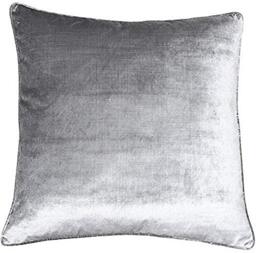 "Riva Paoletti Luxe Velvet Feather Filled Cushion - Silver Grey - Soft Velvet Feel Fabric - Reversible - Hidden Zip Closure - Machine Washable - 100% Polyester Case - 55 x 55cm (22"" x 22"" inches)"