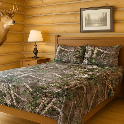 Northwest Realtree Xtra Green Camo 4-Piece Queen Sheet Set