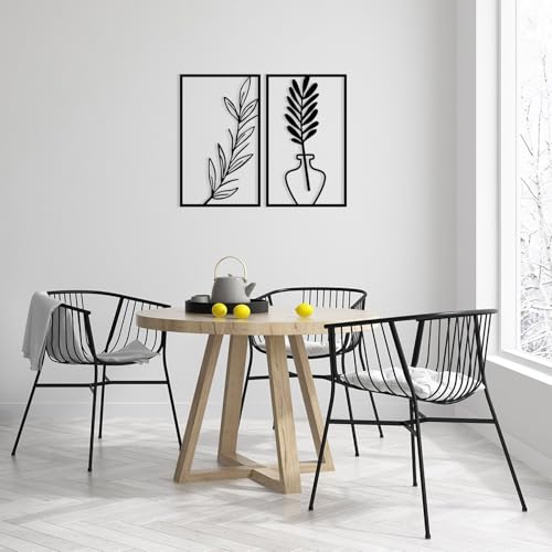 Stylish Black Decorative Metal Wall Accessory (2 Pieces), 38.5 x 63.5 cm Each, 100% Metal, 1.2 mm Thickness, Perfect for Modern Home Decor & Office Spaces
