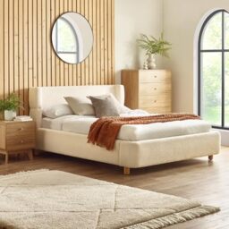 Julian Bowen Oberon Bed, Double, Bouclé, Cream - W154 x D212cm