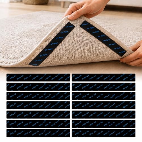 Admygo Rug Gripper 16 Pcs-Anti Slip Rug Underlay Stickers, Grippers Laminate, Carpet Grippers, Rug Grips, Washable & Reusable Carpet Grippers Rug for Wooden, Marble Floors