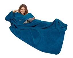 Gözze - Premium Wearable Snuggle Blanket with Sleeves and Breast Pocket, 150 x 240 cm - Navy Blue