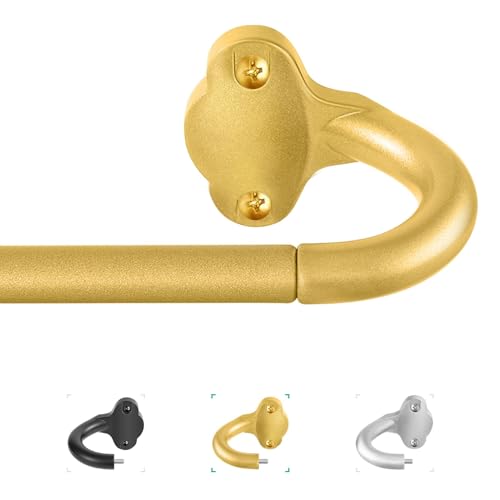 "TVWOO 5/8"" Diameter Blackout Wrap Around Curtain Rods for Room Darkening Curved Invisible Single Curtain Rod 28-48 Inch Gold Brass"